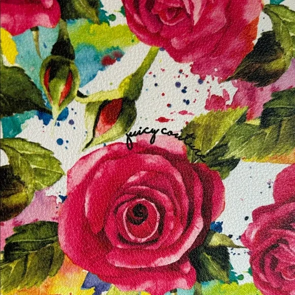 Juicy Couture Rose Print Clutch - Pink and Green - Picture 7 of 14